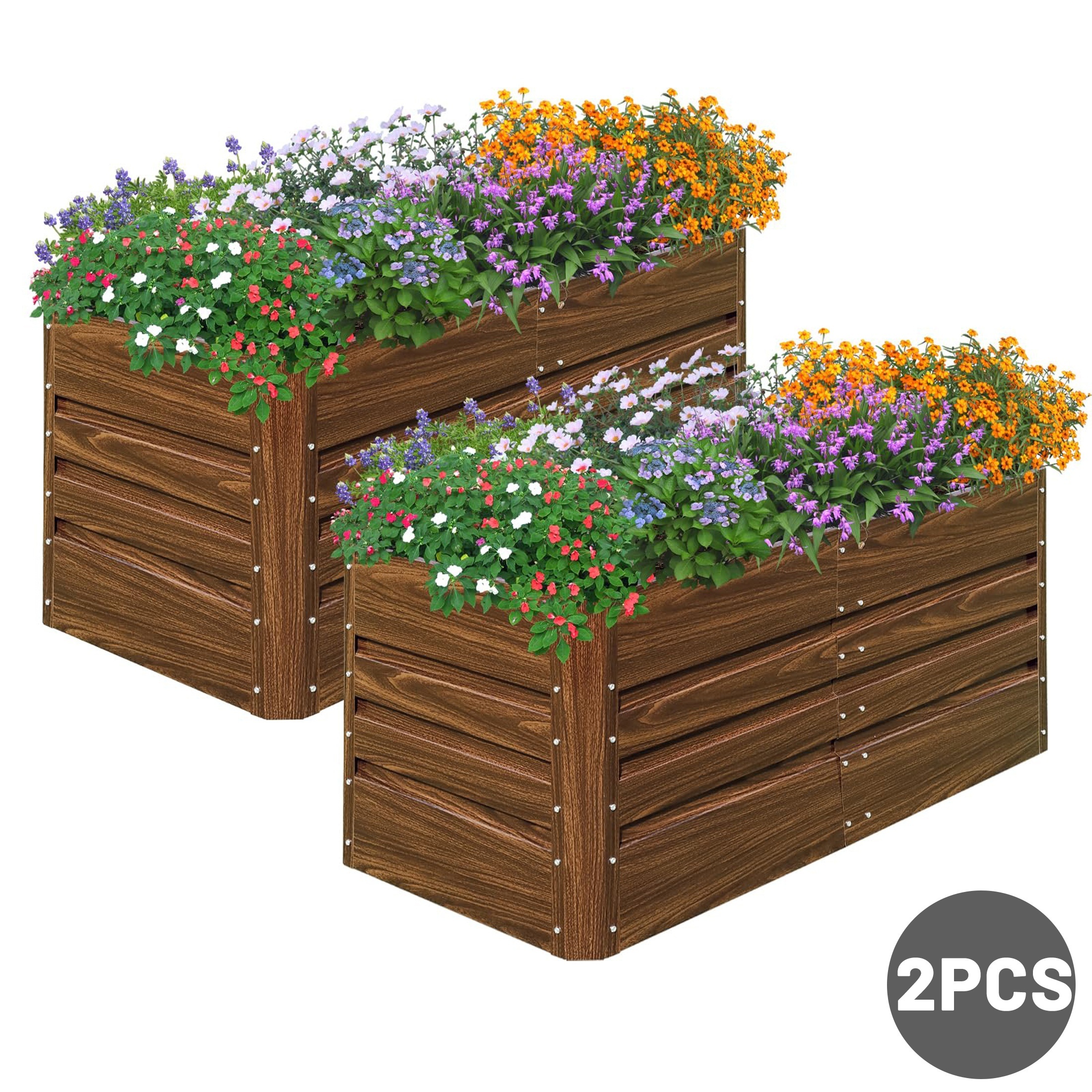 

2pcs, 4×2×2ft Raised Garden Bed Planter Boxes Outdoor With Easy , Large Garden Bed For Vegetables, Fruits, Flower