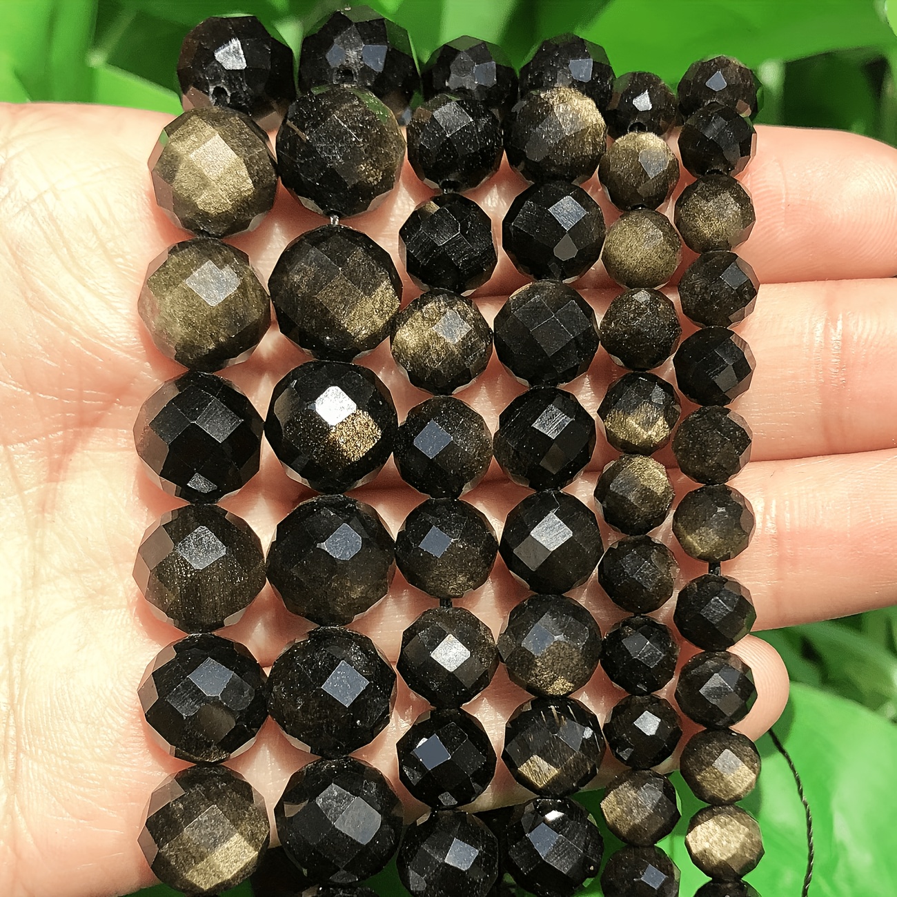 TEMU Cuenta de dorada negra profunda, material de cuenta artesanal con de arena y corte multifacético, accesorio gótico de Halloween, joyería suelta