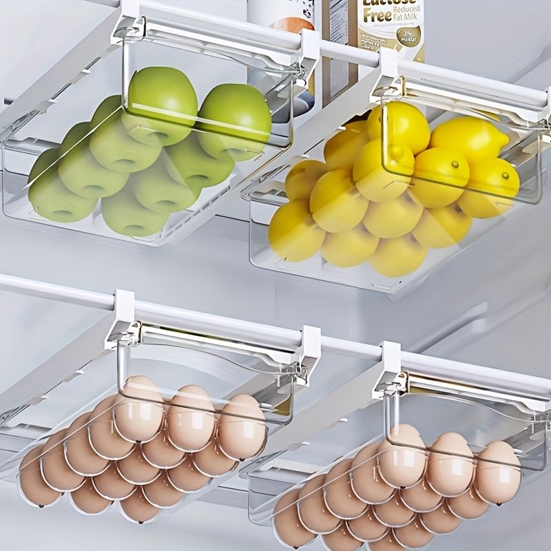 

1pc Clear Pvc Refrigerator Organizer Bin - Food-grade, Storage Solution With Fruit & Egg Compartments, Non-magnetic, For Kitchen Organization, Kitchen Organizers And Storage