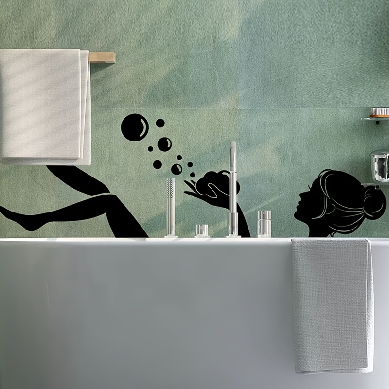 Creative Pattern Bathroom Wall Sticker, Self-adhesive Decal For Bathroom, Toilet, Bathtub, Removable Pvc Wall Sticker