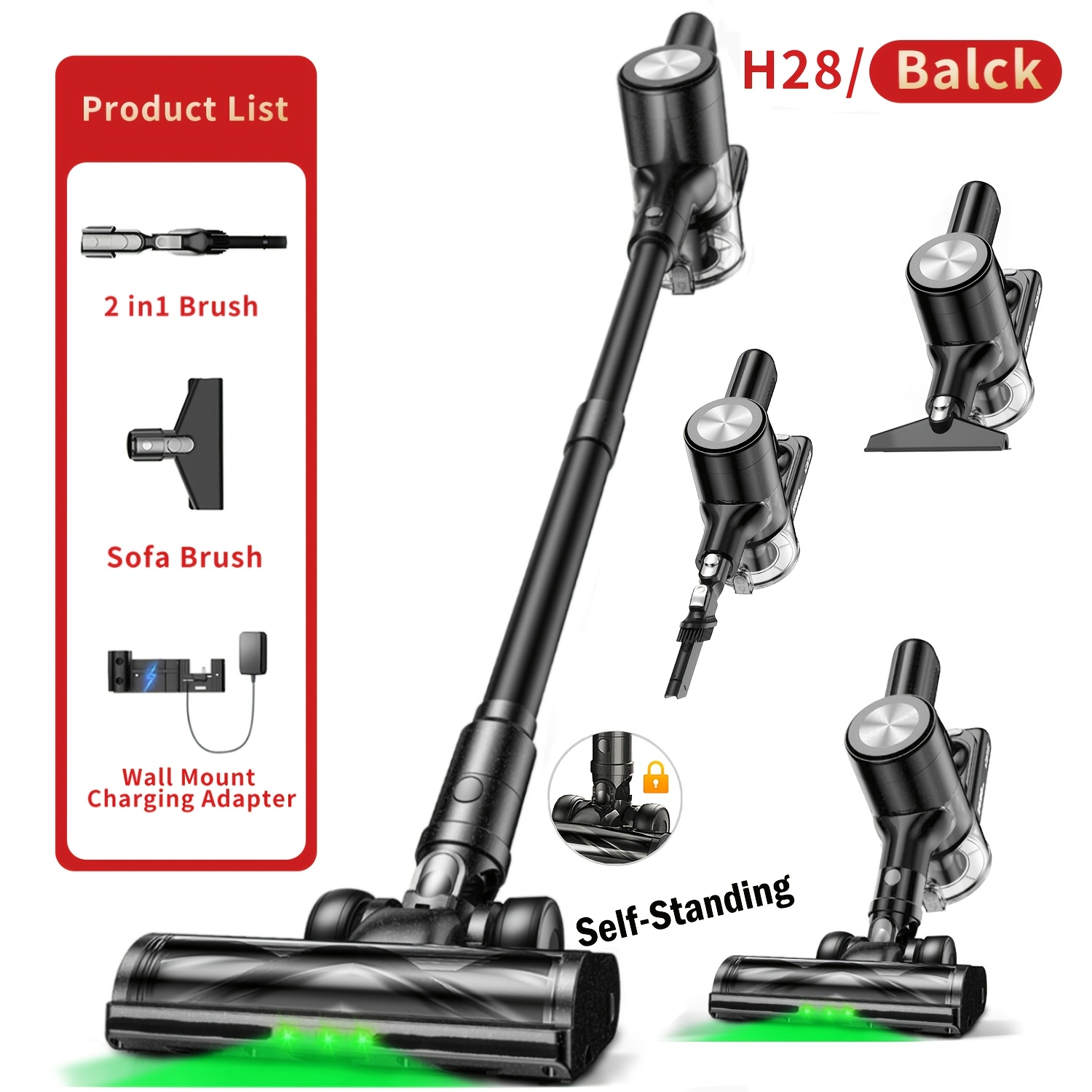 Car High Suction Handheld Vacuum Cleaner, 10 In 1 Lightweight Cordless Vacuum, 3 Suction With Upgraded Extra Long Hose, Anti- Brush, , Crevice Tool For Car, Carpet, Pet Hair Cleaning