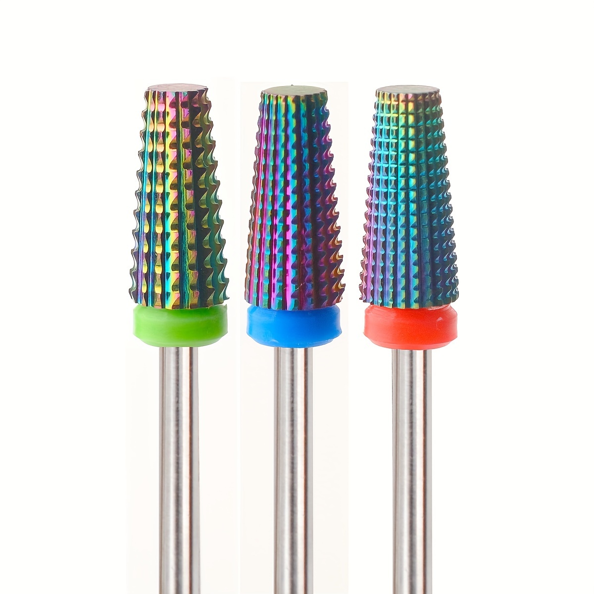 Image of Set Of 3 Colorful Bits, Including For Nail Polishing And Grinding Heads, Designed For Quick And Professional For Nail Removal, Ideal For Use In For Nail Salons
