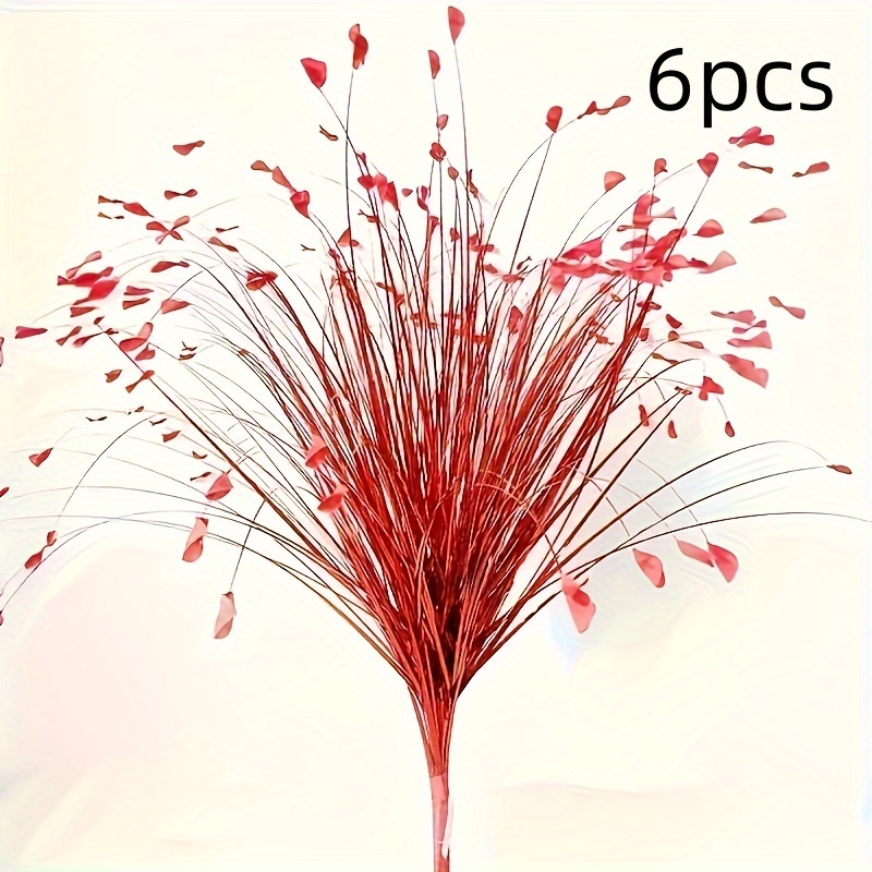 Image of 6pcs Realistic Pampas Grass & Arrangement - Full Boulebard Artificial Reed Plants Suitable For, Wedding, For - Decoration - Low-maintenance Fake Plants (no Container)