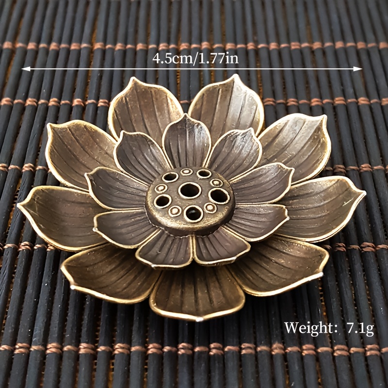 1 Elegante para Queimador de Incenso de Flor de Lótus - Metal de Liga com Design Intrincado - Ideal para Aromaterapia, Yoga, Meditação, Decoração de Casa & Escritório - Sem Cheiro, Perfeito para o Festival da Primavera & Decorações de Casa de Chá, Aumentador de Meditação|Suporte Decorativo para Incenso|Construção em Metal de Liga, Bastões de Incenso
