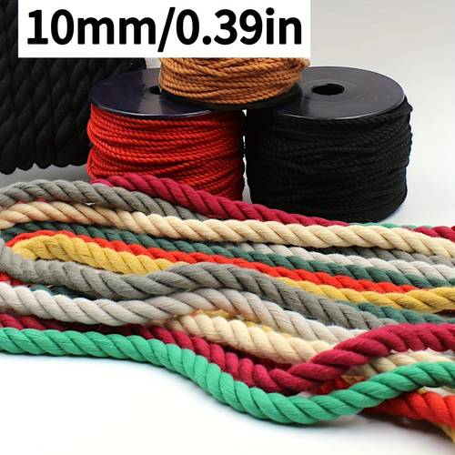 10mm 6m thick round macrame cord heavy duty polyester rope for home decor projects crafts black braided texture durable easy to tie ideal for hanging ropes for crafts