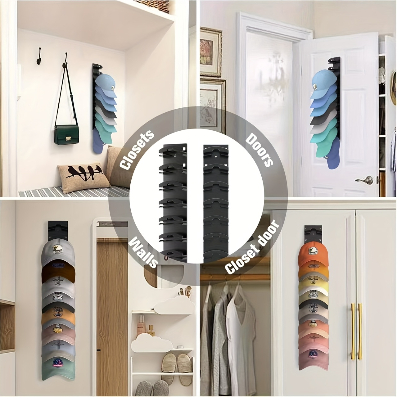 Support Mural Casquette - Range 10 Chapeaux Vertical Porte-placard