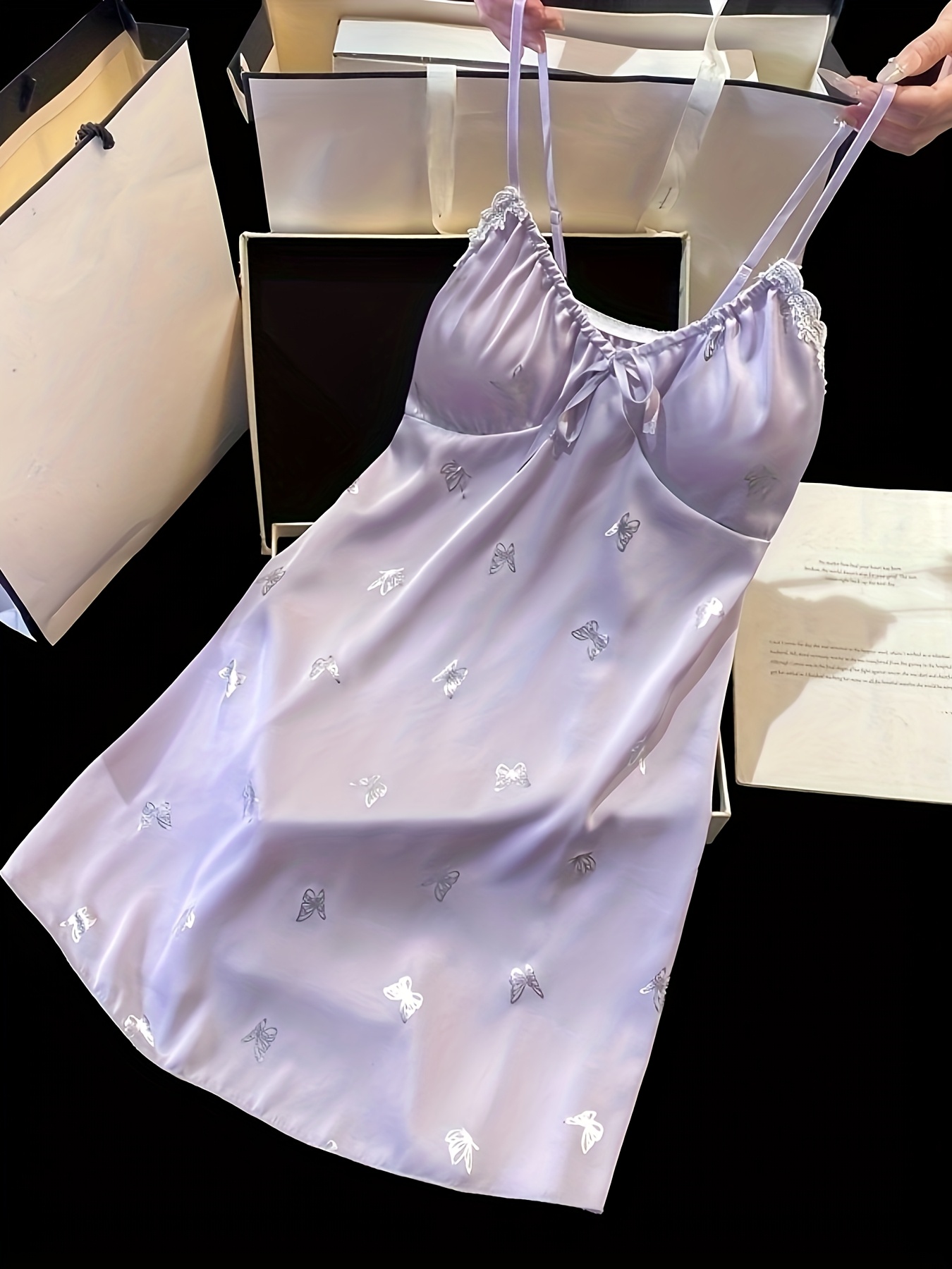 Purple Silvery * * Dress for Women, Sweet and * Style * Fabric Camisole  Dress with Removable Built-in Pads