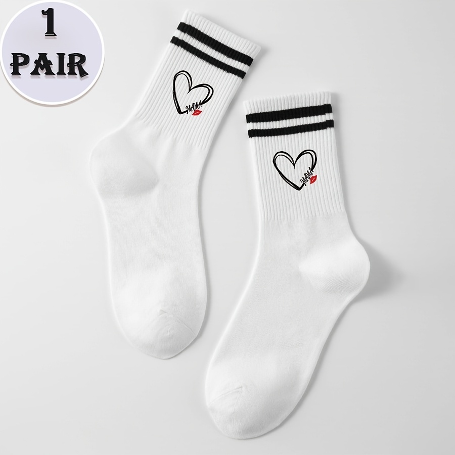 E-shop 1/2 Paar Damen Sport-Crew-Socken mit Herz-Schleife, atmungsaktiv, bequem, multifunktional, geeignet für den