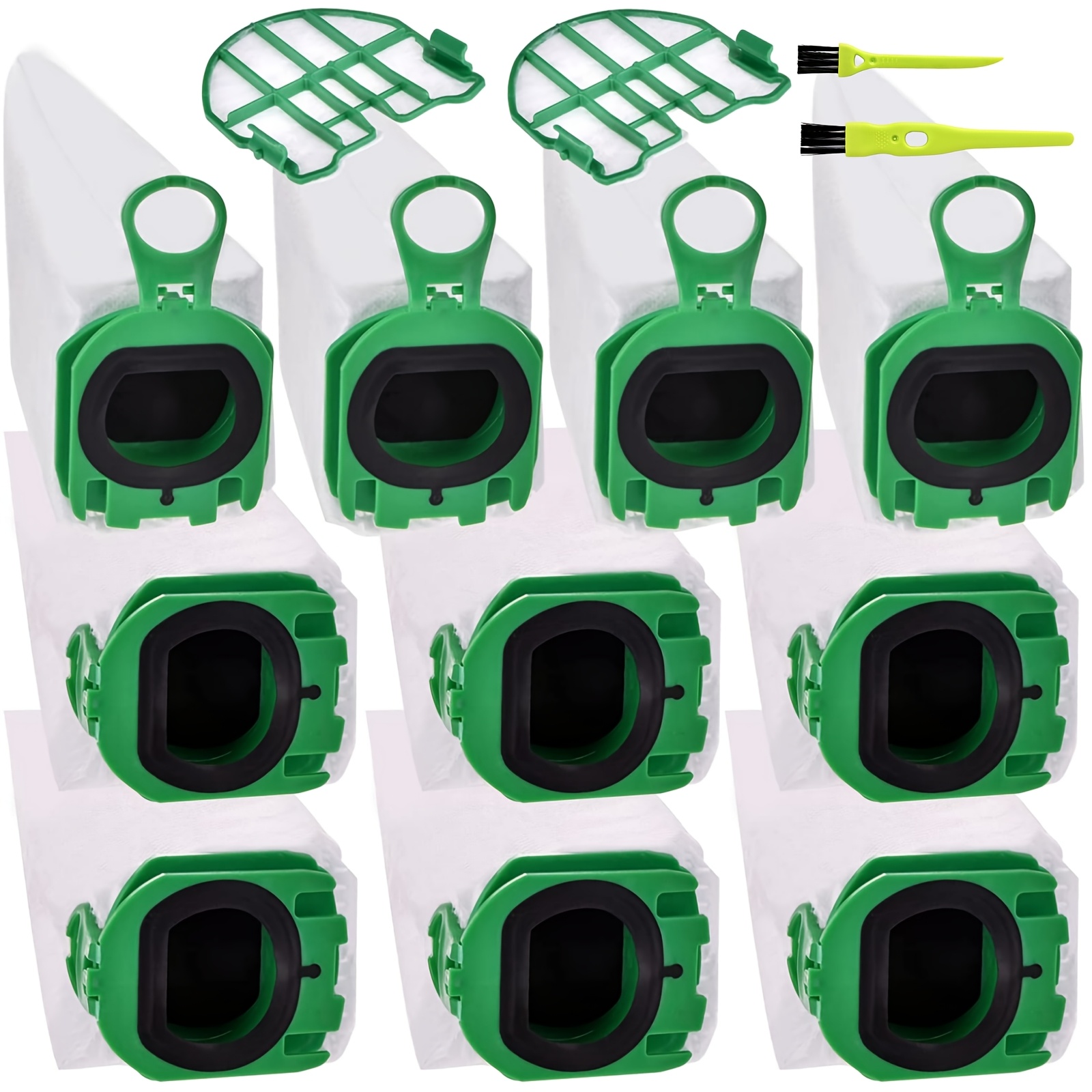 Image of Pack Of 10 Vacuum Cleaner Bags Compatible With Vorwerk Kobold , With 2 Motor Protection Filters & 2 Cleaning Brush, Premium Filter Bags Replacement Dust Bags For Kobold Vacuum Cleaner