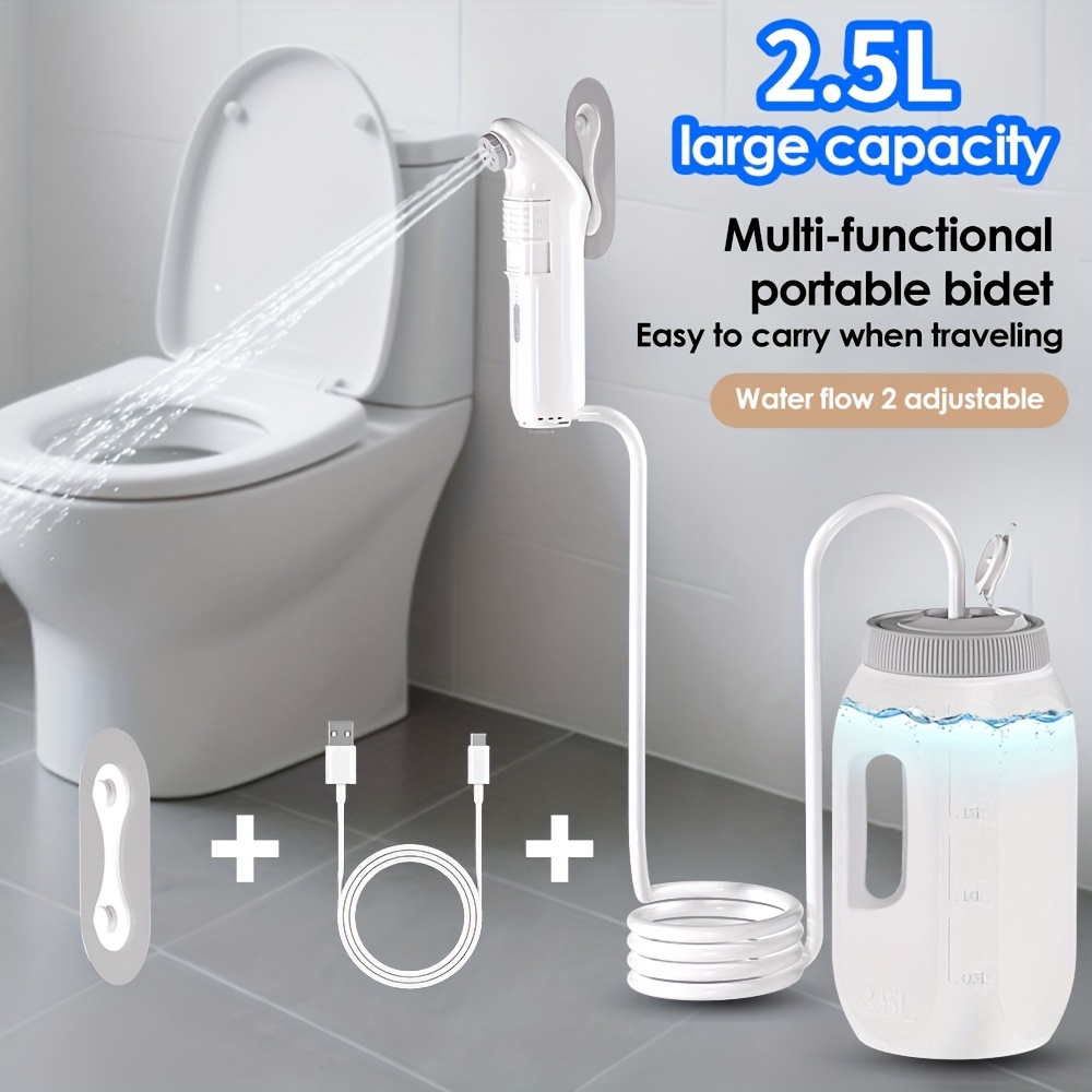 Image of Wower 2.5l Portable Bidet For Women And Men With 2 Pressure And 2 Adapters, 1600mah Bidet Toilet Shower Sprayer For Travel Camping Hiking Shower, Pet And