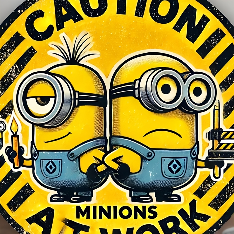 

Room Decor 1pc Authorized 'minions ' Caution Sign, Iron Metal Wall Decor, Home Decoration, With 'minions' Brand For Christmas, Halloween, Thanksgiving, Graduation,