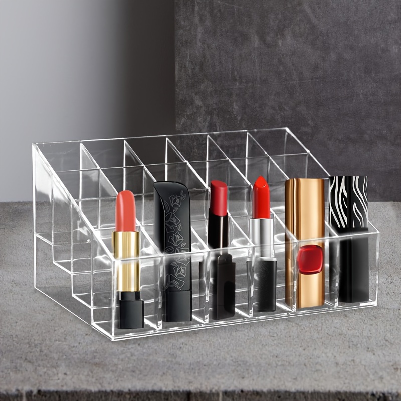 

Acrylic Lipstick Holder, 1pc 24 Slot Nail Polish Organizer, Clear Cosmetic Storage Rack, Makeup Display Stand For Beauty Salon Decor And Home Use
