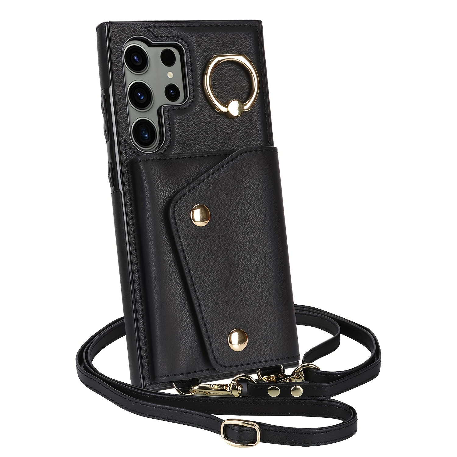 TEMU de teléfono tipo cruzada para mujer para for Samsung for Galaxy S25 Edge/S24/S23/S22/S21 Plus/FE/Ultra, con tarjetero y correa, bolso de cuero