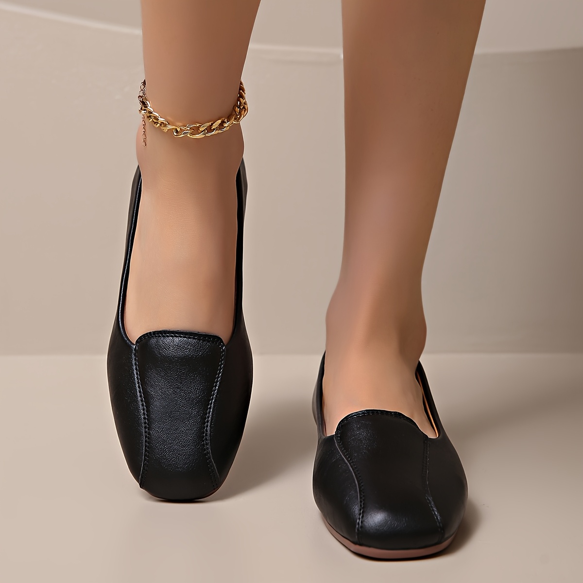 womens vintage   solid color sequins lightweight slip on square toe polyurethane upper tpr sole womens loefehoe shoes for spring autumn   Product details 3