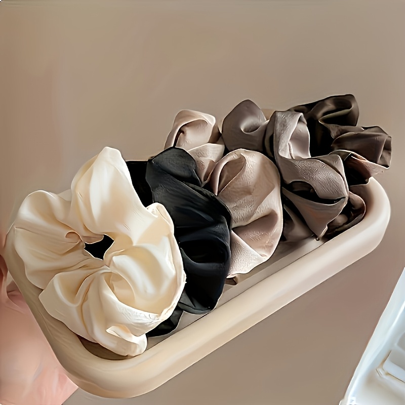 

5-pack Elegant Satin Scrunchies For Women - Solid Color Jersey Hair Ties, Parties And Holidays