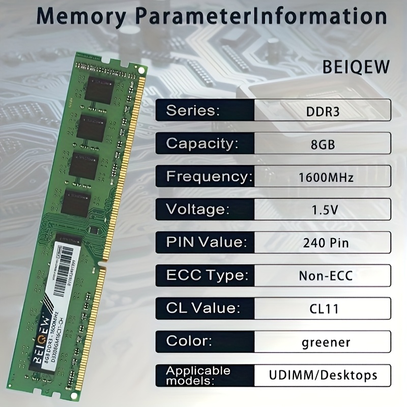 8gb u dimm ddr3 1600mhz 5v compatible desktop pc Temu