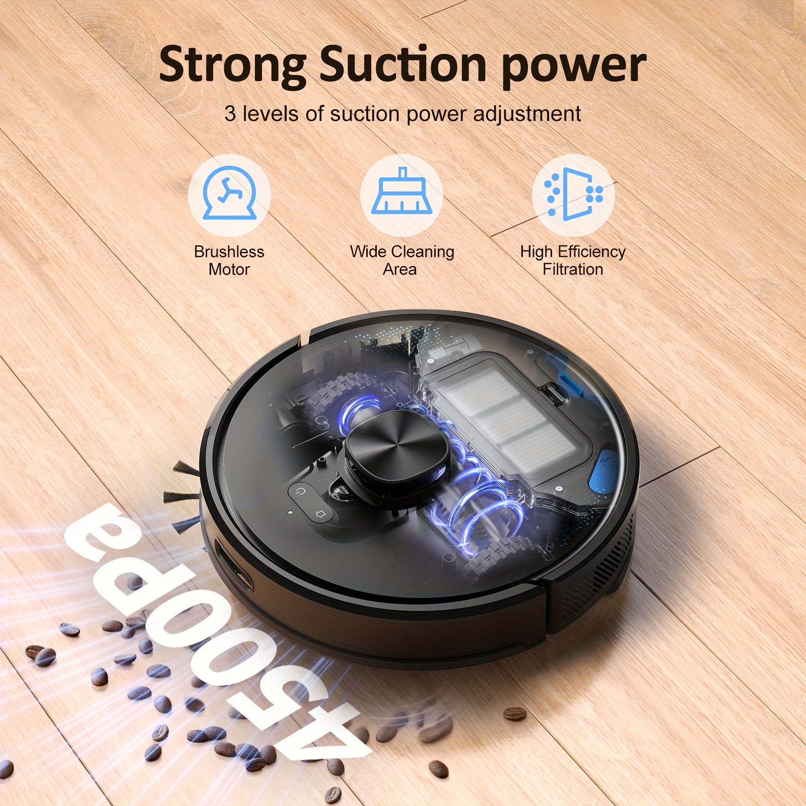 Lubluelu SL60 Ultra 4500Pa Robot Vacuum Cleaner And Mop Combo, Robotic Vacuum, Self-Charging, Anti-Siphon, 5 Maps, 24 No-Go Zones For Pet Hair Carpets Hard Floor, Christmas&Halloween Gifts