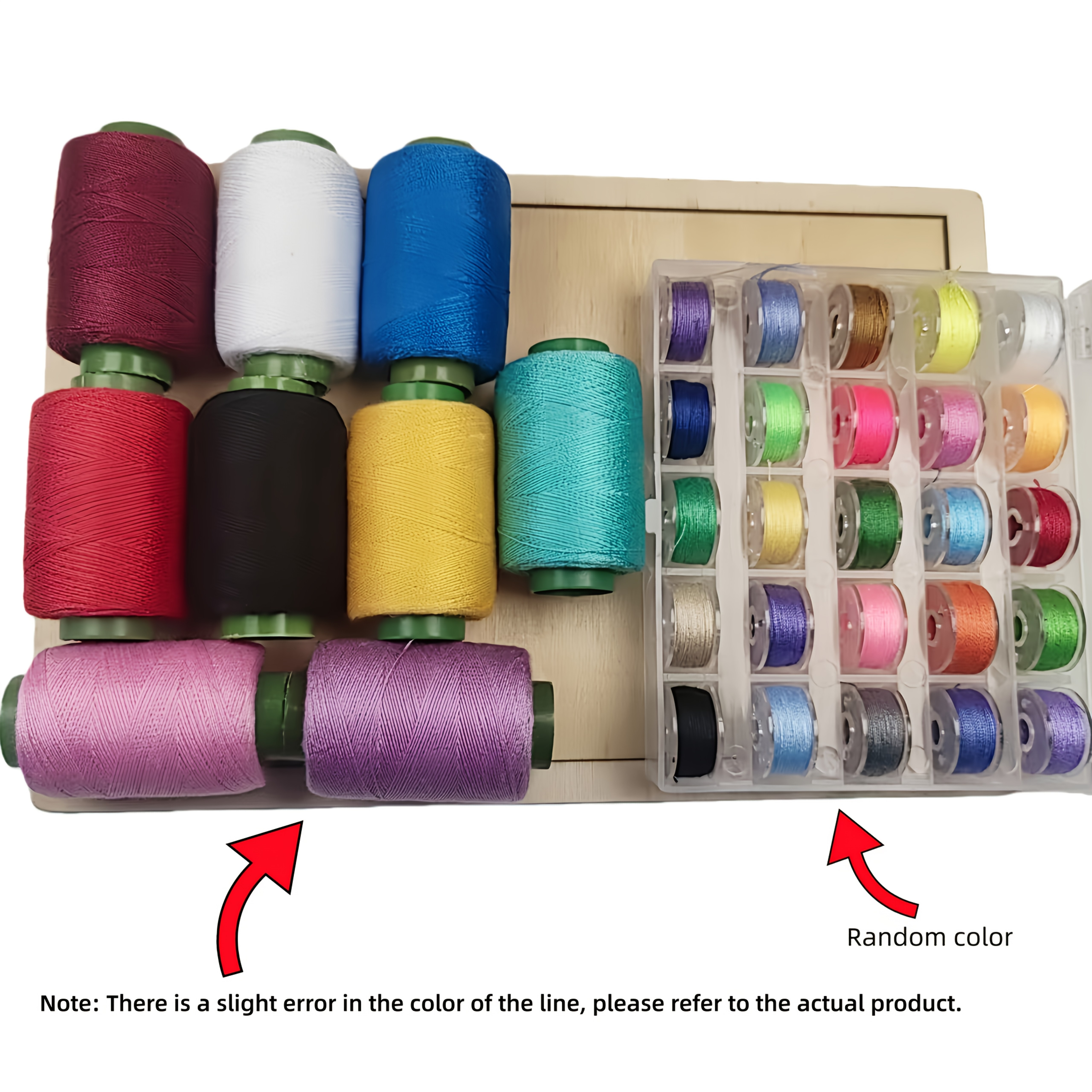E-shop 34 Stück Nähmaschinen-Shuttle- mit 25 farbigen vorgewickelten Spulen Spulen + 9 Rollen 235 Yards 302 Polyester-Ersatzspulen, geeignet für Hand-