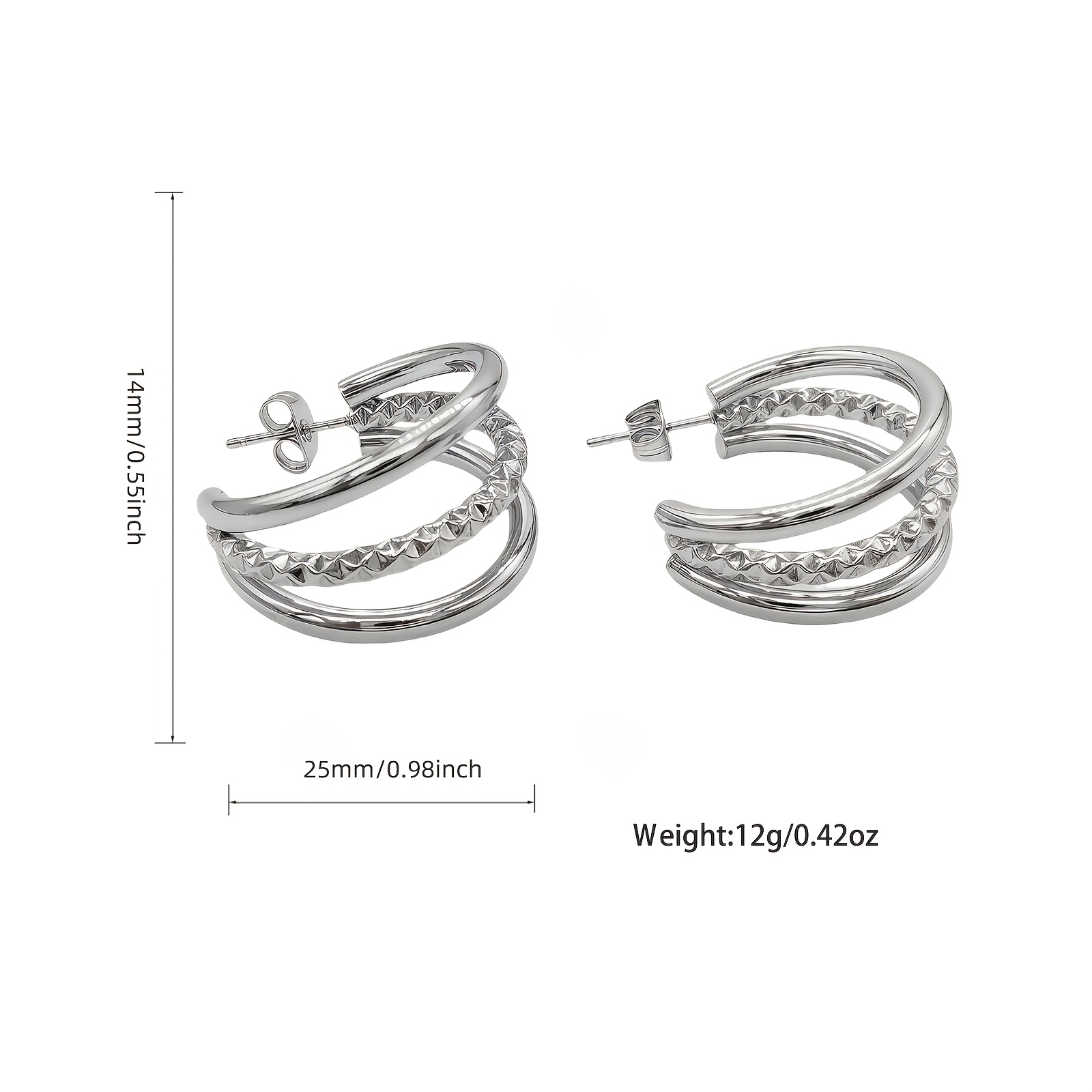 Women's High-Polished Stainless Steel Hoop Earrings