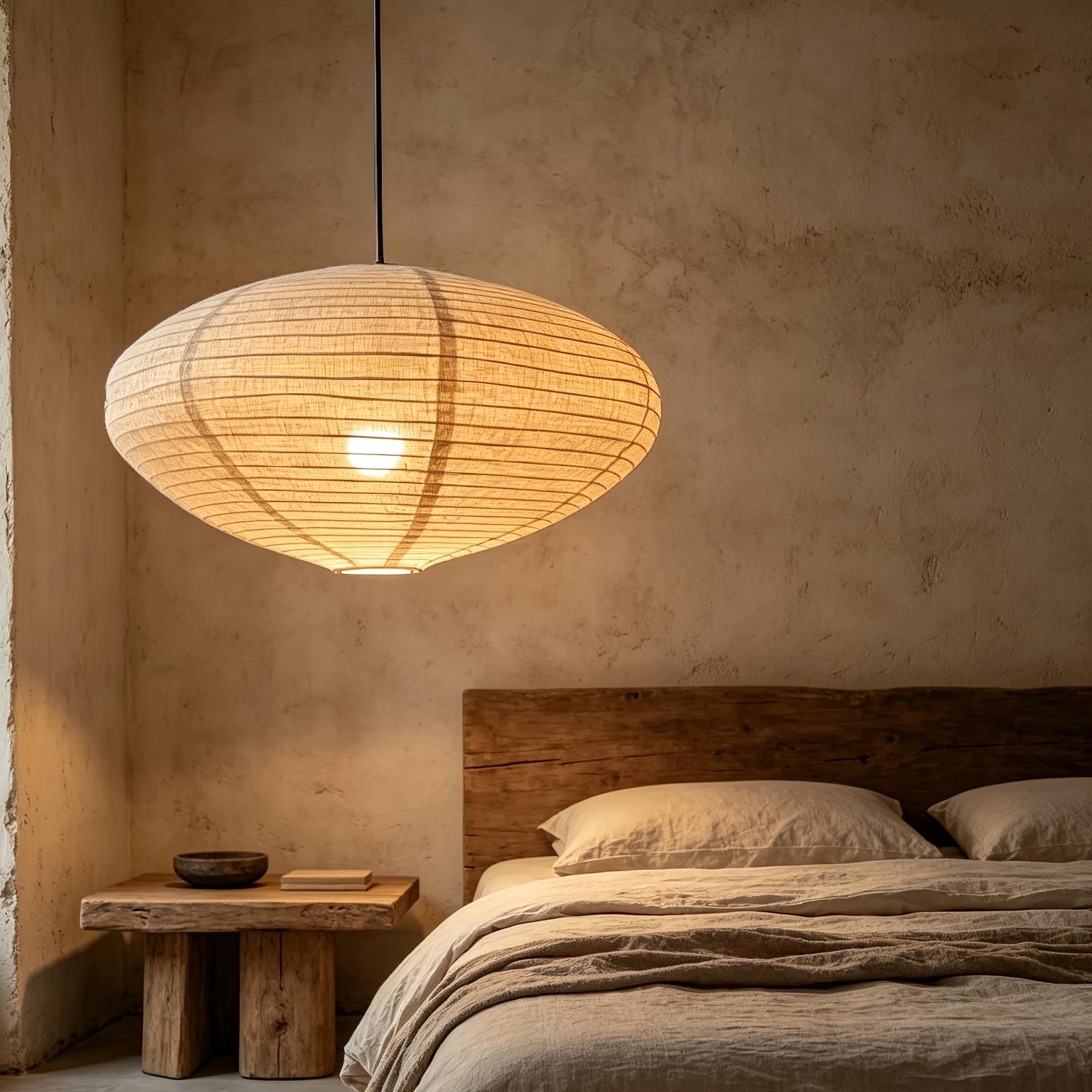 Wohnzimmer Lampe Rustikaler Zylindrischer Lampenschirm Aus Stoff Für E27 – 24 Cm, Naturfarben