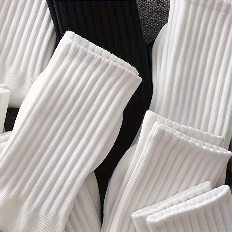 6 Pairs Solid Crew Socks, Simple & Comfy Unisex Mid Tube Socks, Women's Stockings & Hosiery