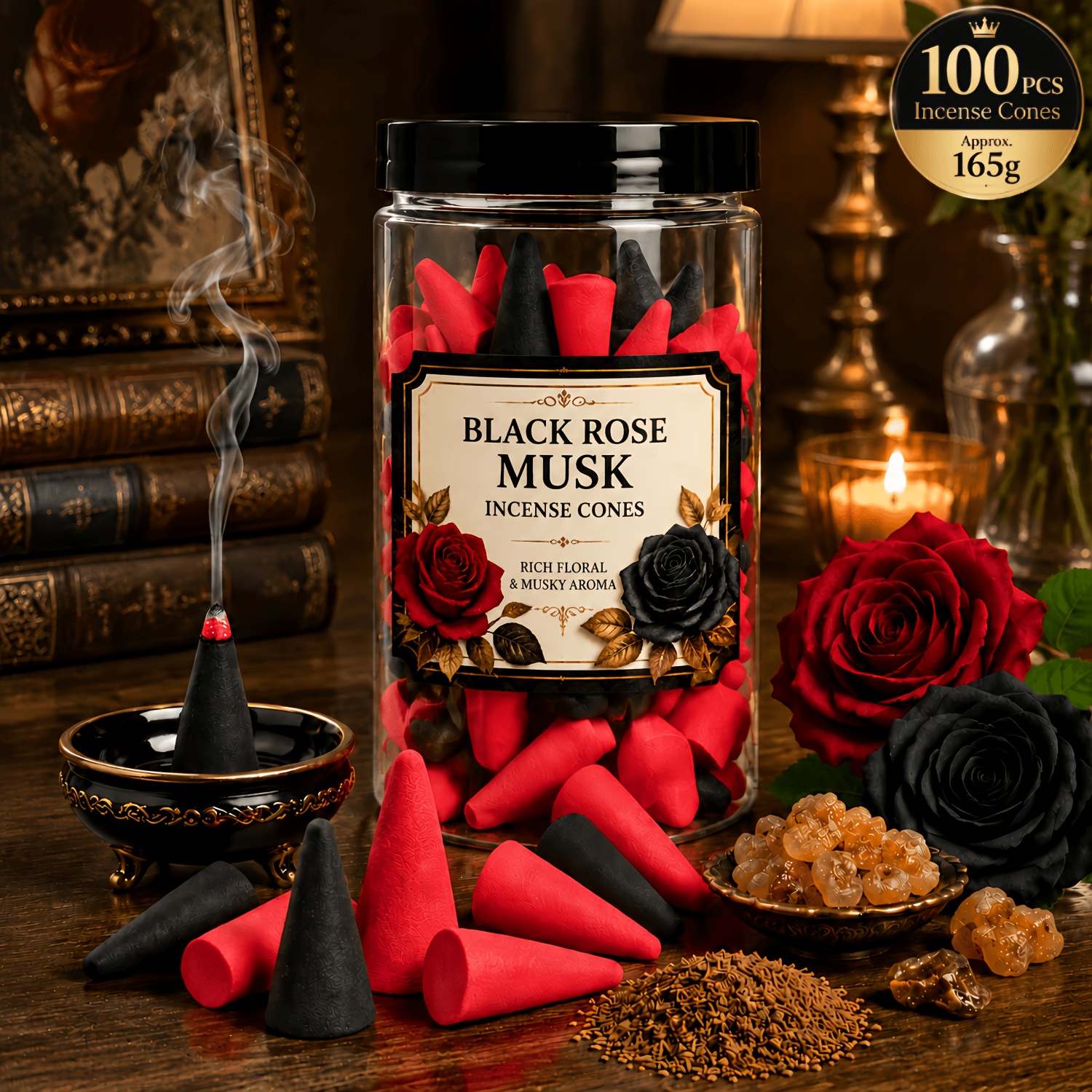 TEMU Black Incense Cones, Handmade Incense Cones With An Alternating Red And . Suitable For Home Fragrance Decoration, Living Rooms, Bedrooms,