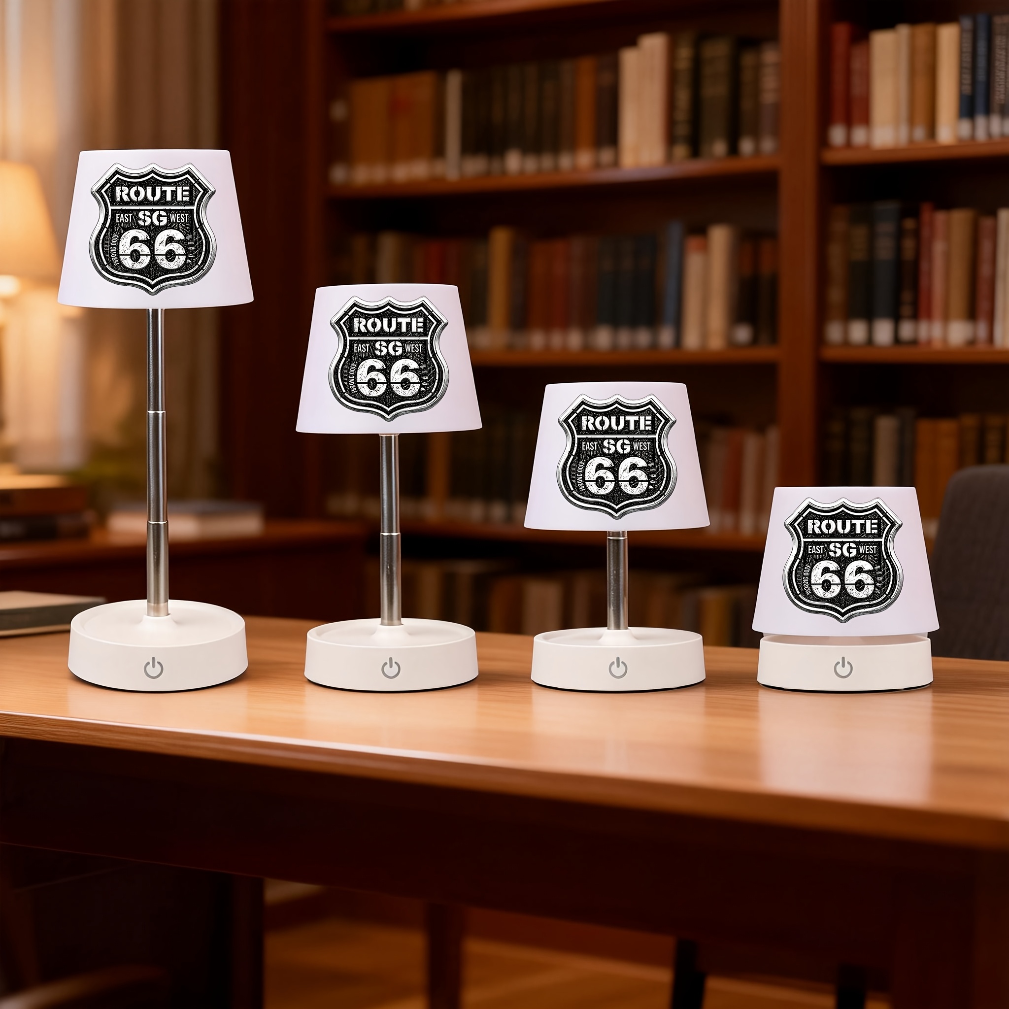 Vintage Route 66 Shield Sign Pattern Desk Lamp