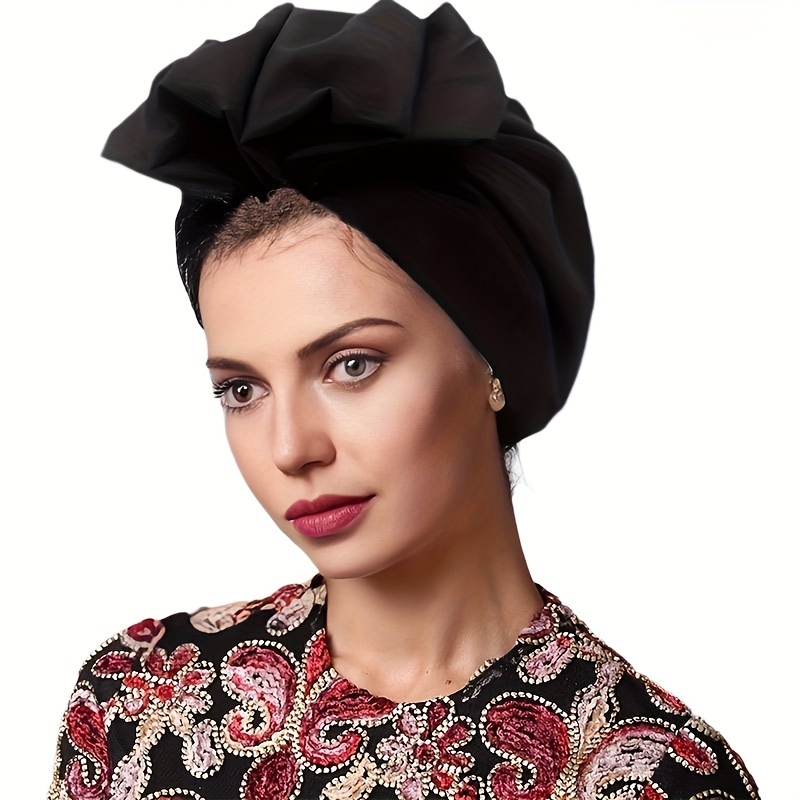 2pcs/set Solid Head Scarf Cap With Bow Decor For Ramadan, Hair Scarf Turban  Head Wrap Turban Hats Headwear Running Headbands For Women For Ramadan Eid