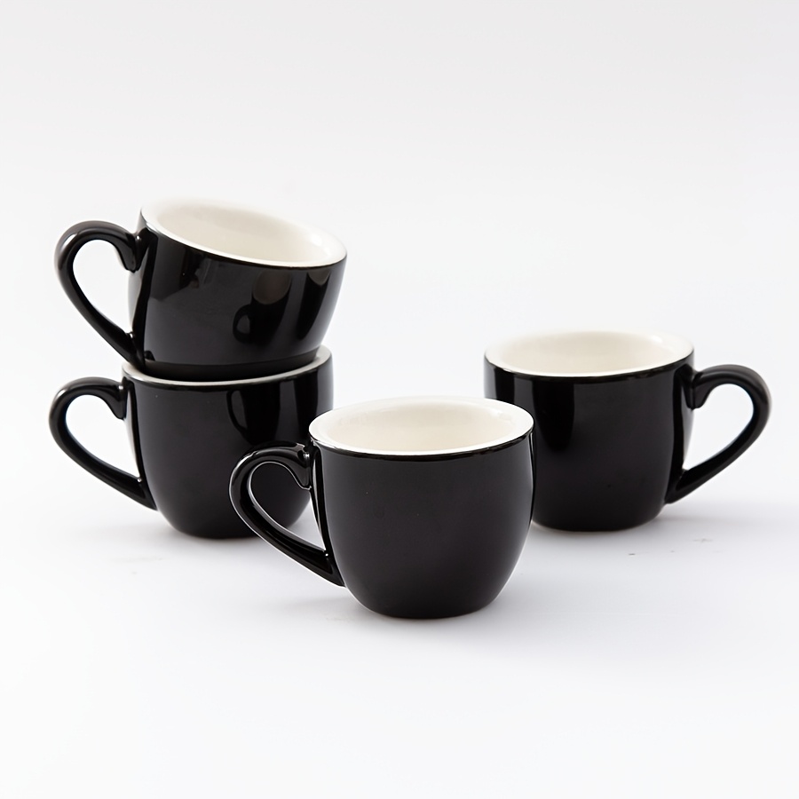 Image of 4pcs Yumiplus Ceramic Espresso & Matcha Tea Cups With Handle - Porcelain Coffee Cups Suitable For Espresso Machines, Dishwasher, 60ml/2oz, Ideal Gift For , & Commercial Use