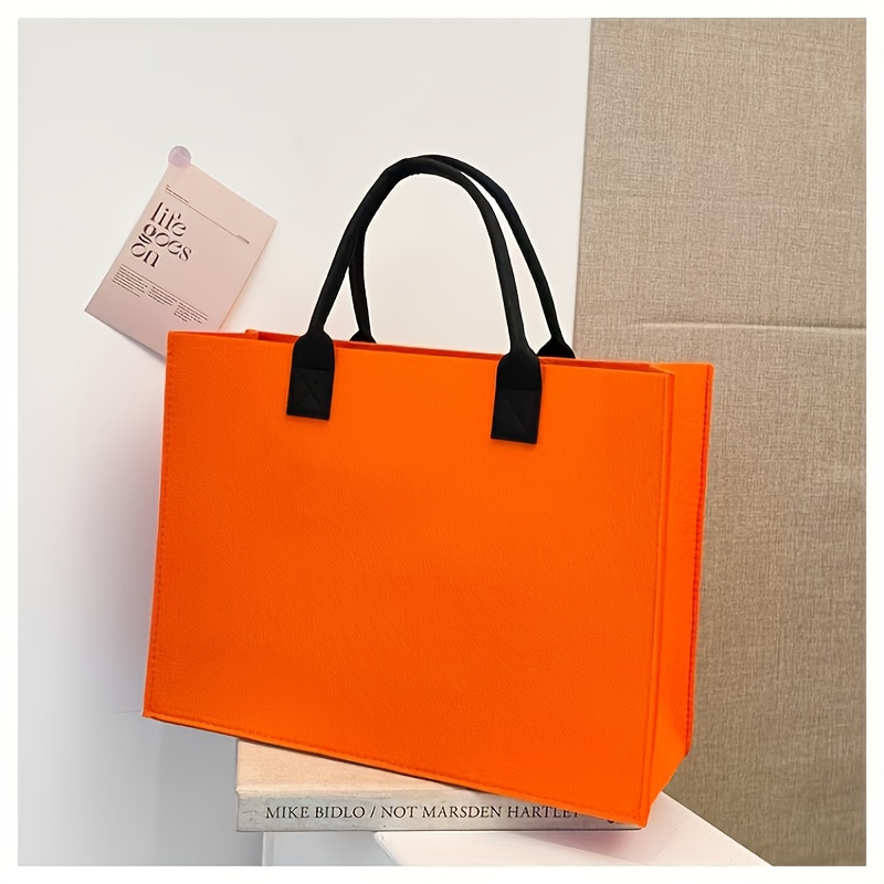 Image of Felt Tote Bag - Versatile Handbag For Shopping, Travel & Office Use | Large Women's Fashionable Carryall With Modern