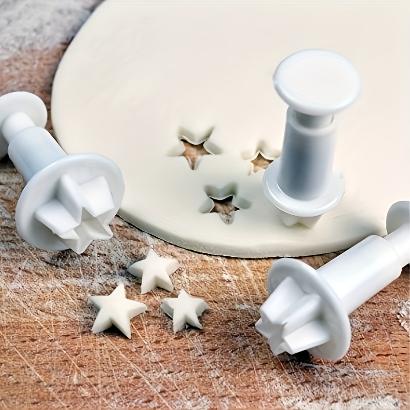 

3pcs Star-shaped Mini Fondant Plunger Cutter Set - Diy Cake, Cookies & Cupcake Decorations - Ideal For Halloween, Christmas, Easter, Thanksgiving