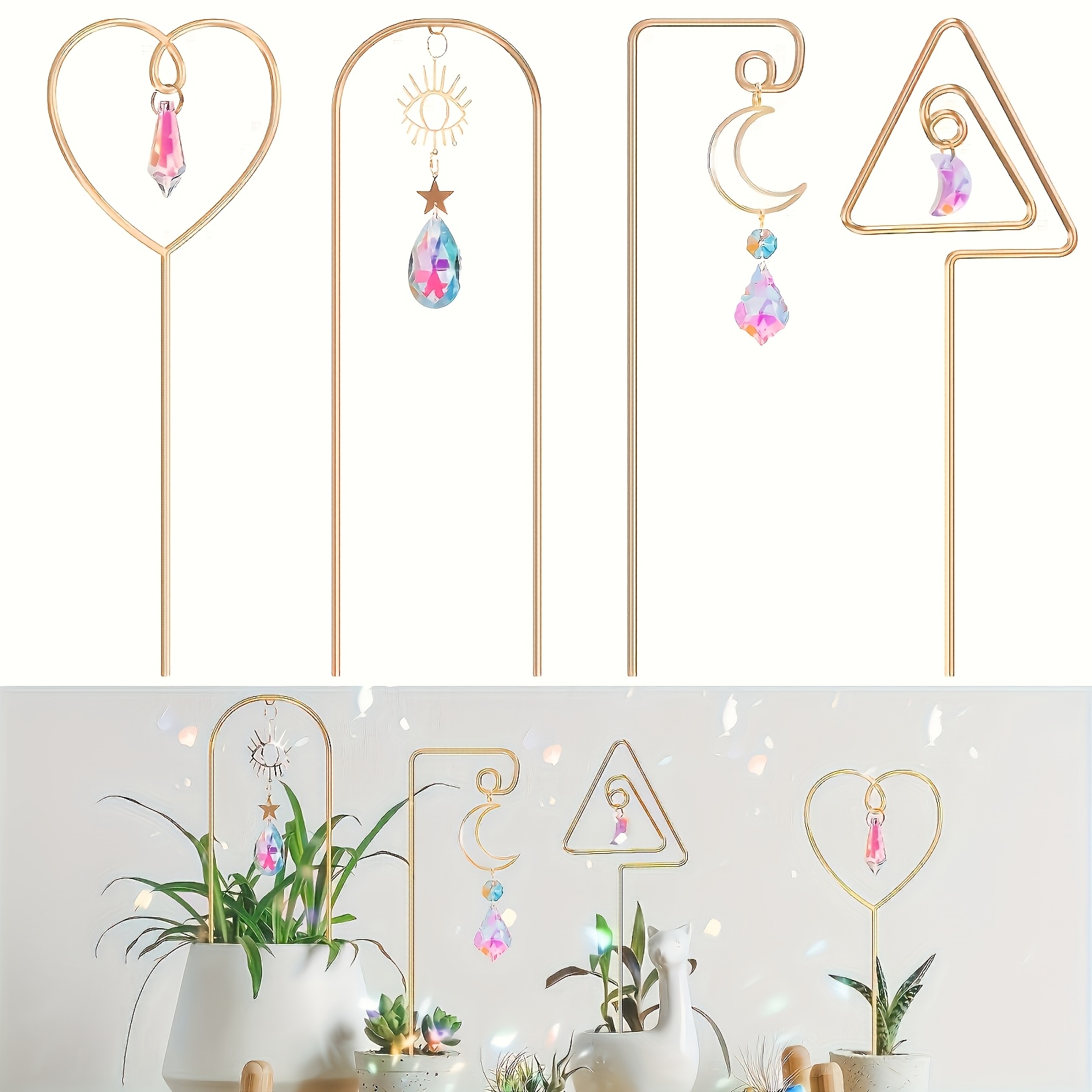 TEMU 4pcs Indoor Potted Plant With Colorful , 14.17-inch (. 35.6cm) Metal Plant Grid, Suitable For Potted Plant