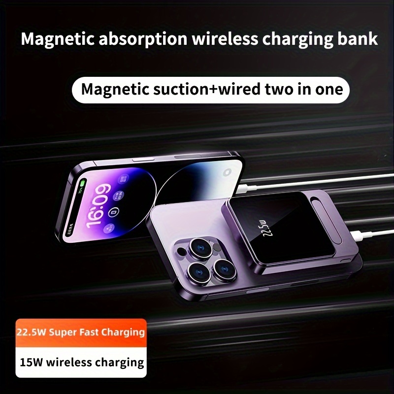 2 In 1 Magnetic Wireless Power Bank, 5000mAh 22.5W/PD20W Ultra-thin Mini  Lightweight Pocket Portable Super Fast Charging, Travel Charging Stand, For  I