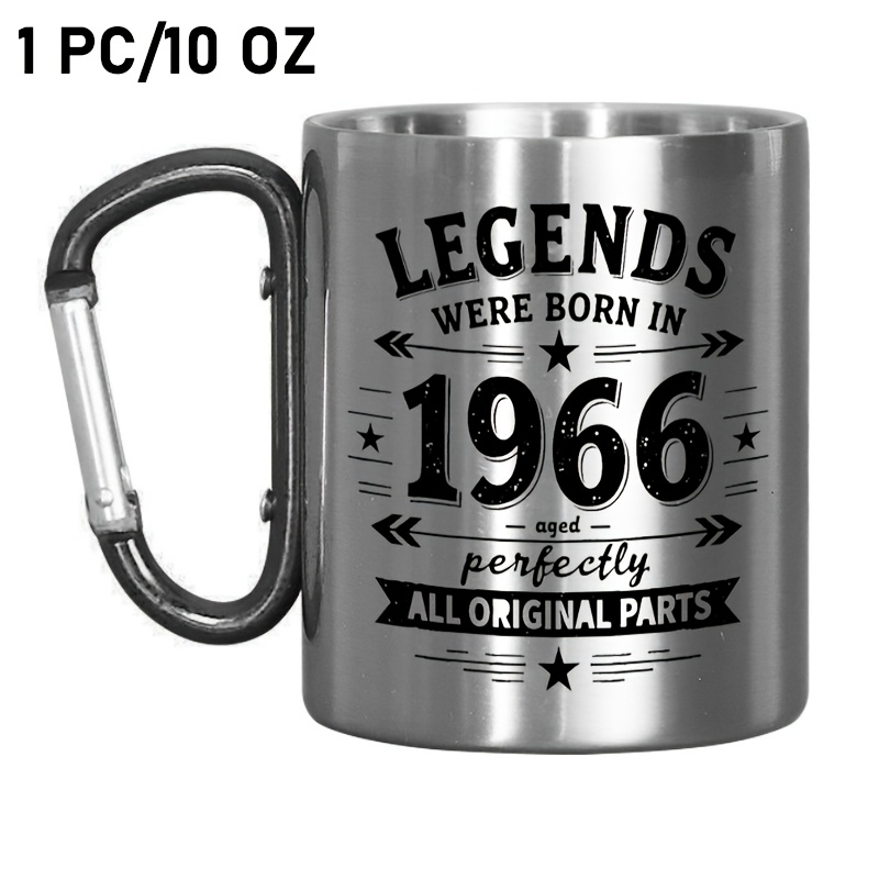 Image of Single Piece Stainless Steel Coffee Mug With Double Wall, Perfect For Travel, Restaurants, And Businesses. This 10oz Cup Features A 1966 Design, Making For Camping, Office, Home Use