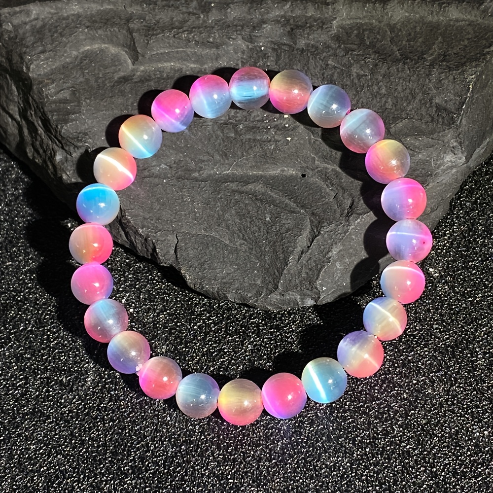 2pcs Dreamy Pink-Blue Gradient Cat Eye Bracelet Set