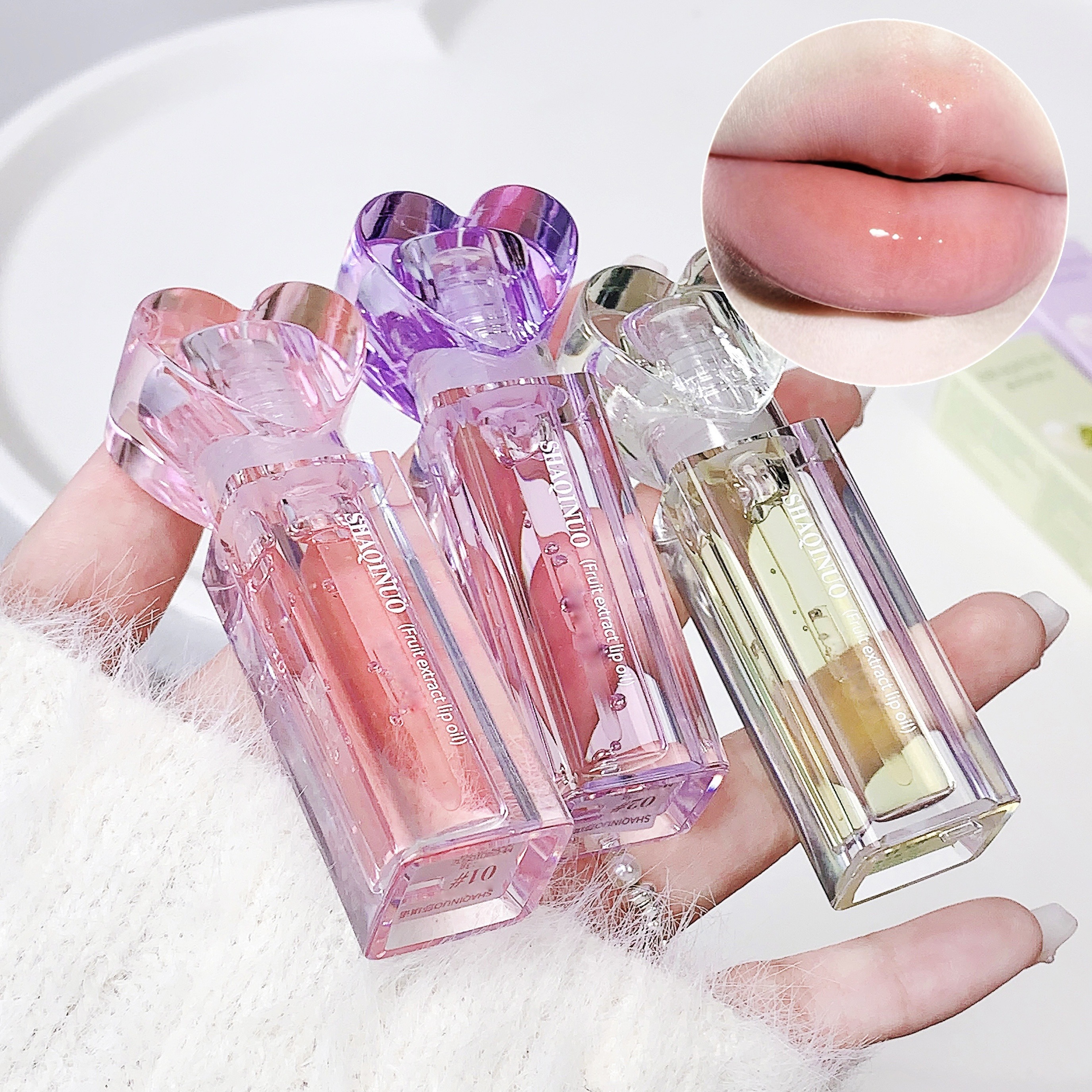 

Fruit-flavored Clear Lip Oil, Moisturizing Jelly Gloss Lip Color, Dewy Glass-look Lips, Peach & Grape Flavors Lip Moisturizer, Valentine's Day Gift