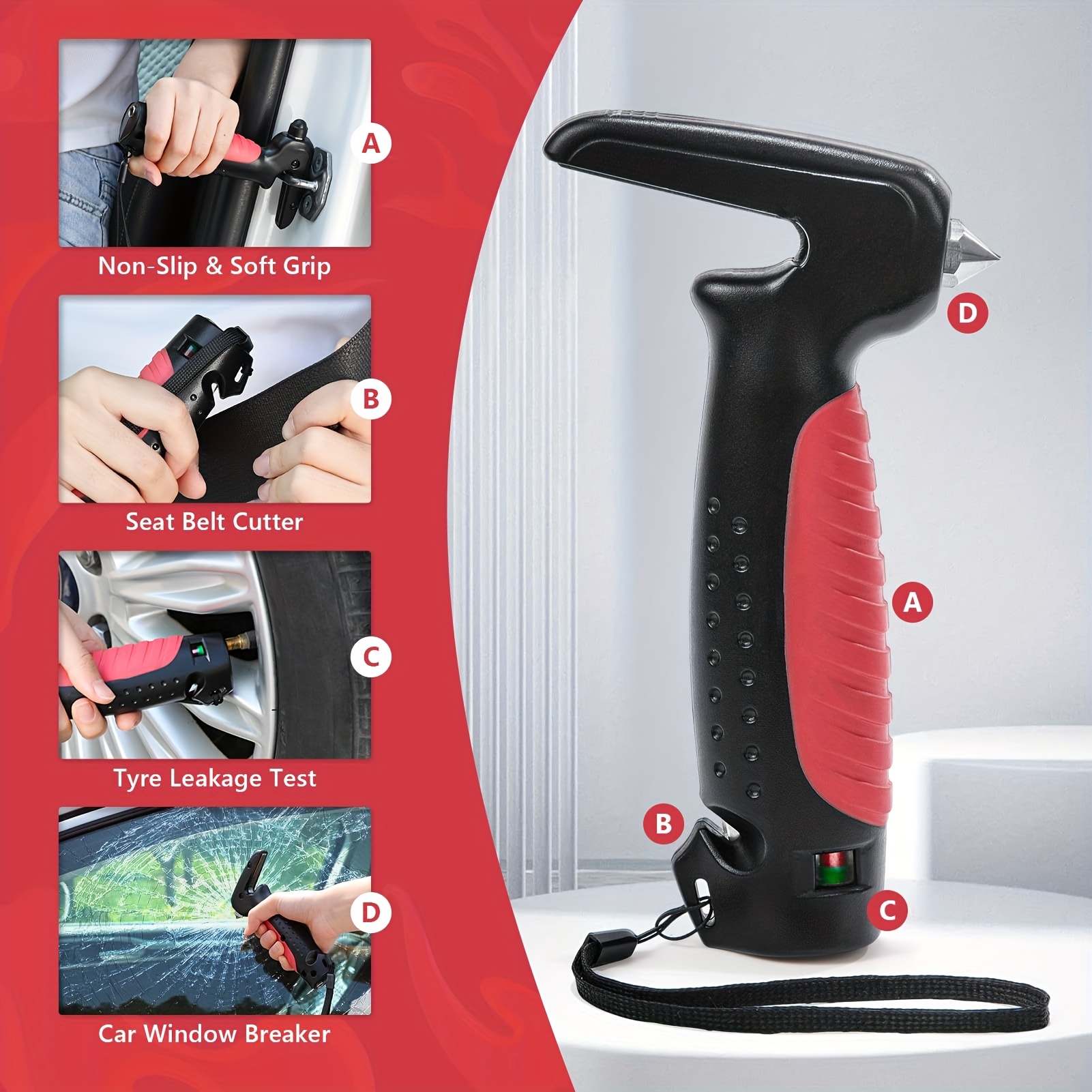 TEMU 4-in-1 Car Door Handle Assist - Multifunctional Car Transfer Assist - Get Off The Car, Portable Vehicle Support Handle For Car Canes, Weight