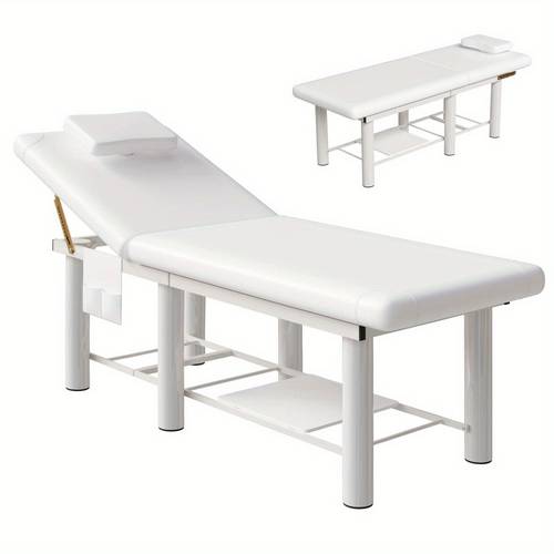 professional massage bed with heavy duty structure massage table with removable headrest and adjustable backrest facial bed with side pocket and storage space beauty bed salon massage