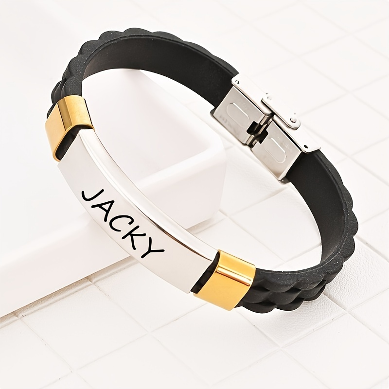 TEMU Personalized Men's Bracelet Engraved Bracelet, Gift For Him, Customized Jewelry Gift For Him