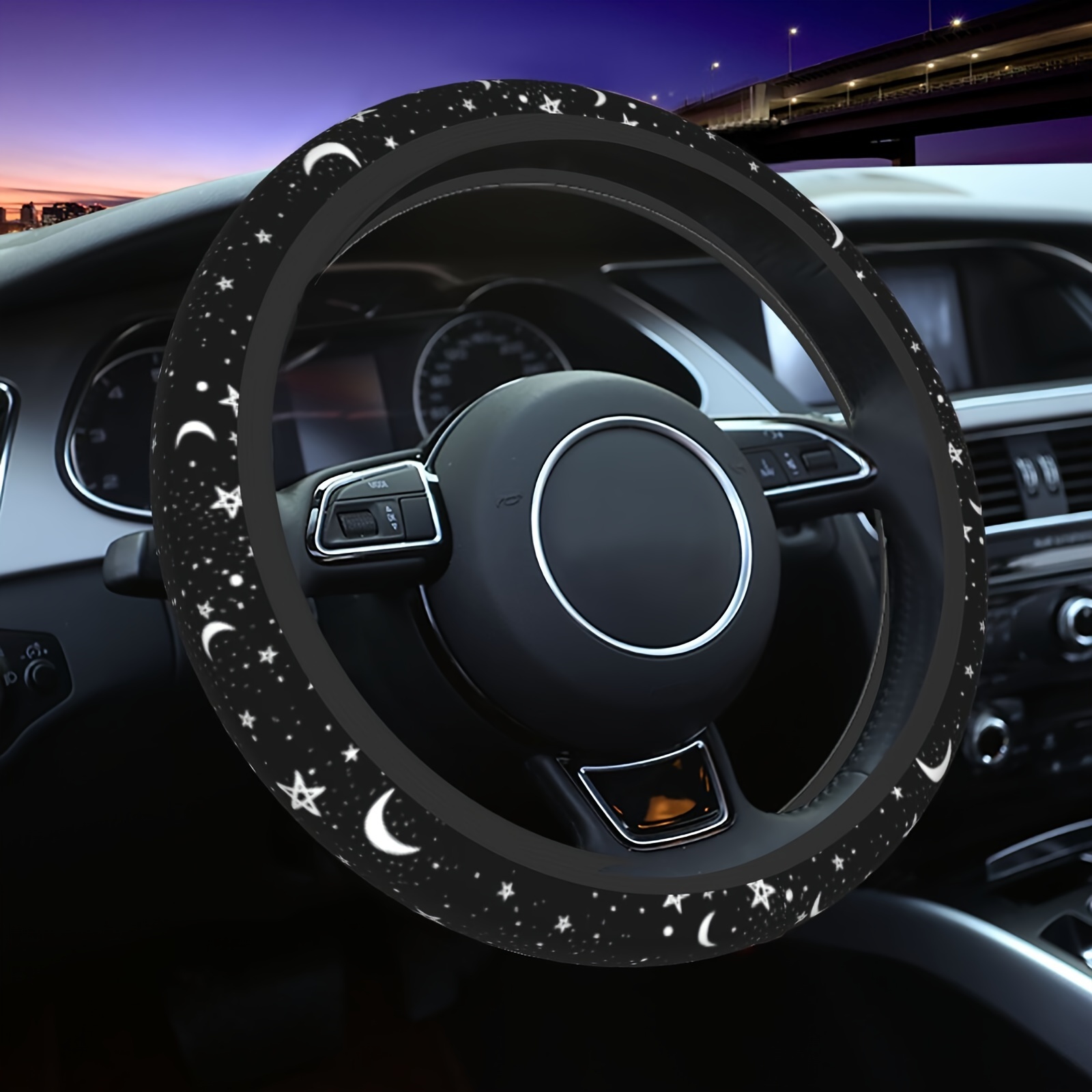 

1pcs Moon Print Style Car Steering Wheel Cover