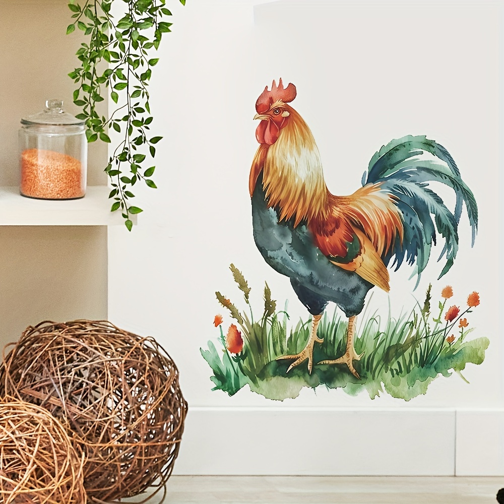 

Rustic Farmhouse Rooster Wall Decal - Easy , Removable For Kitchen And Bedroom Decor