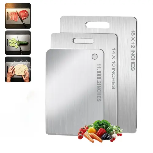 titanium cutting board for kitchen 2025 new upgrade titanium cutting boards for kitchen set of 3 large medium small stainless steel cutting board double sided durable metal cutting board