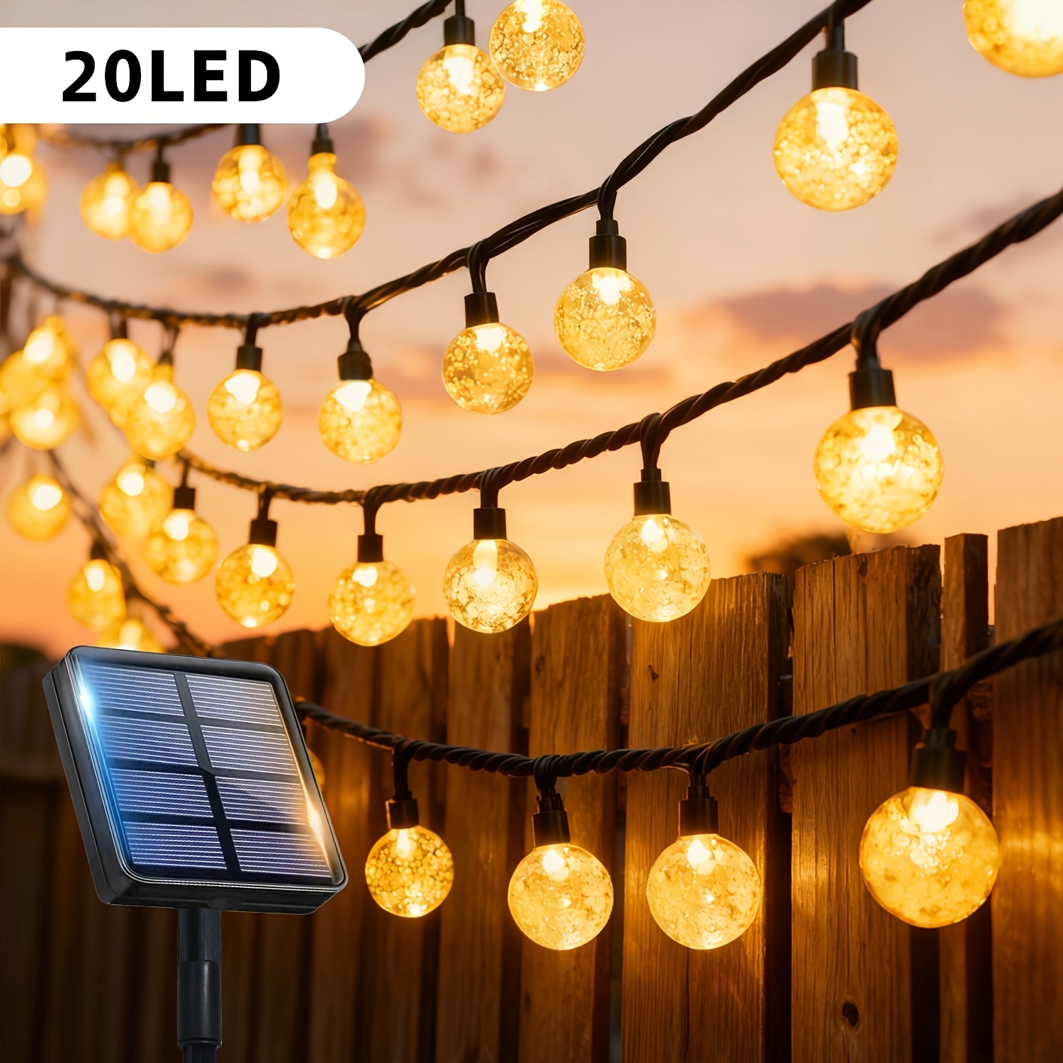 TEMU Solar Led Garden String Lights, 100/50/20 Led Fairy Lights, Button Control 12 , Light Sensor Auto , For Garden Yard Patio Fence Bush Holiday