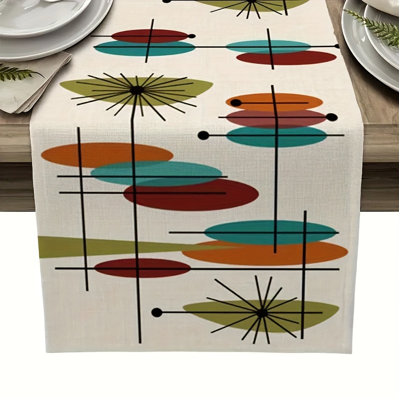 

Elegant Mid-century Modern Table Runner - Durable Polyester, Perfect For Weddings & Home Decor