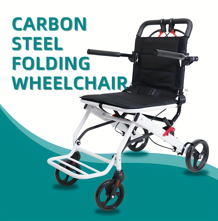 Foldable Hand-operated Wheelchair, Lightweight Foldable Transportation Large-sized Wheelchair, Lightweight Foldable Adult Wheelchair, Portable Adult Stroller, Suitable for Elderly People, Older Adults, And Adult Travel Use, Portable Wheelchair