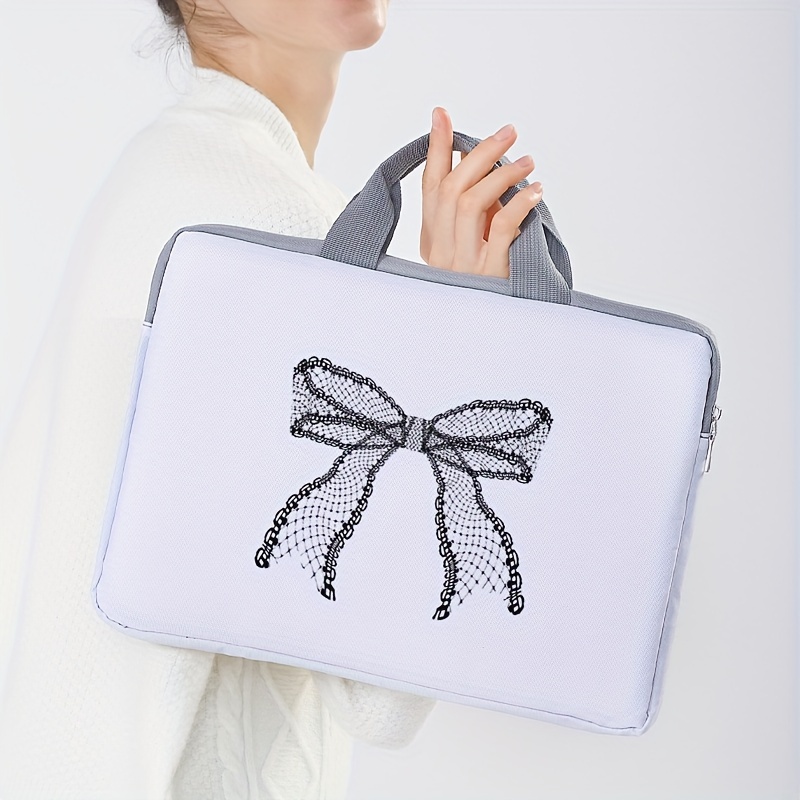 basic polyester laptop sleeve bow print design zippered Temu