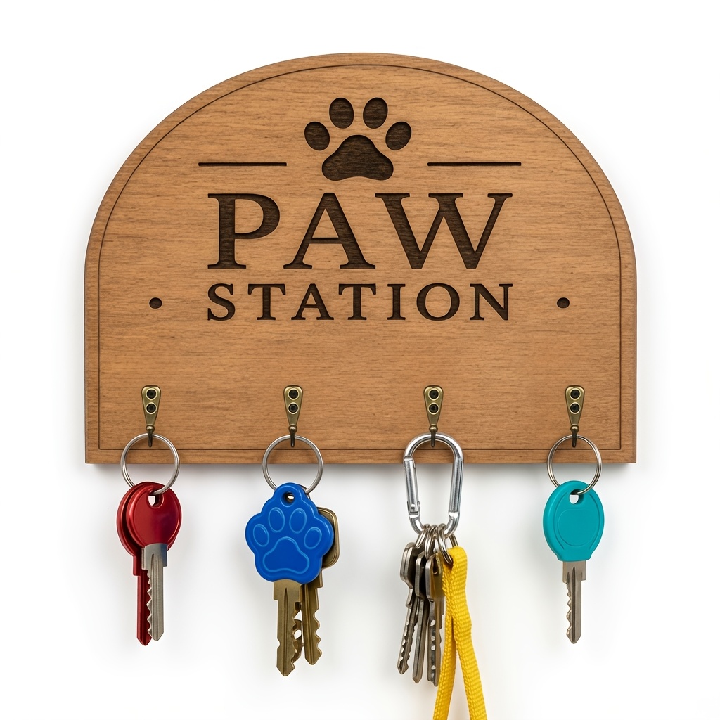 TEMU 1pc Thickened Wooden Pet Storage Hanging Rack | Dog Leash Hanger | Key Hook | Dog Collar Organizer | Wall-mounted Entryway Organizer | Rustic