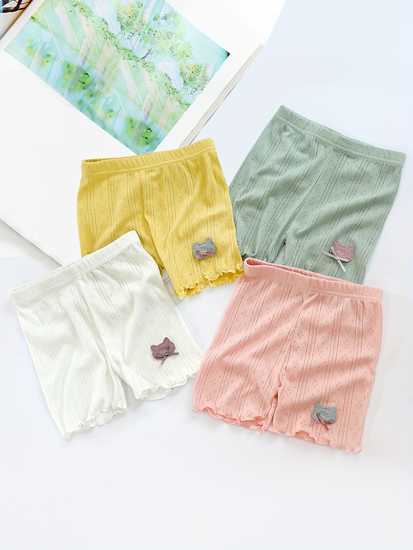 4pcs Girls 100 Cotton Safety Pants Cotton Bottoming Underwear Soft Comfy Breathable Kids Panties For Spring Summer