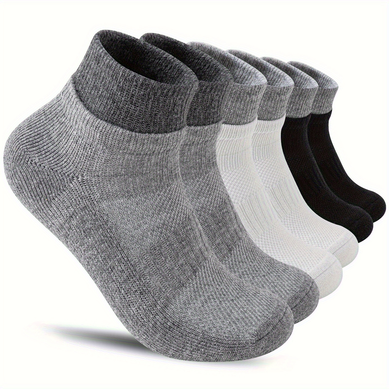 6 Pairs Wool Wool Ankle Running Hiking Socks Compression Thermal Thick Cushion 90&deg; Heel Design Socks For Women Men Work Socks