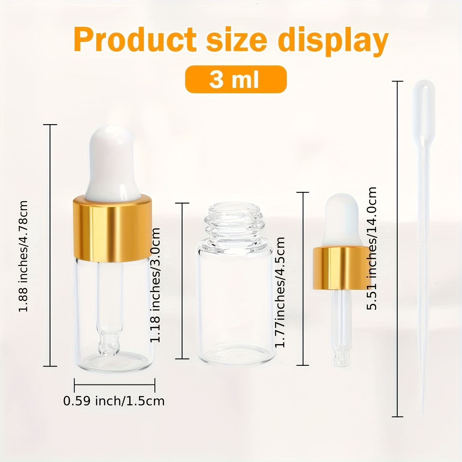 Image of 20pcs, 1/3/5ml (1/4 ) Clear Glass Dropper Bottles, Empty Essential Oil Dropper Bottles Mini Glass Vials With Pipette For Travel, Sample Test Perfume Liquid Container - 1 Dropper Included